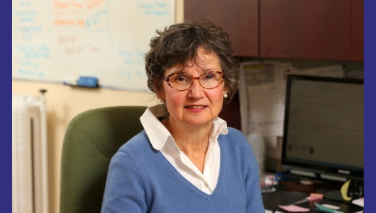 Heather Sutherland at her desk.